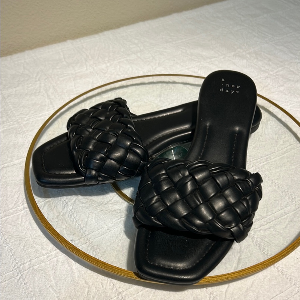 A New Day Black Woven Sandals
